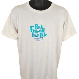 Vintage Designated Driver T Shirt Mens Size XL White 80s Friend For Life USA